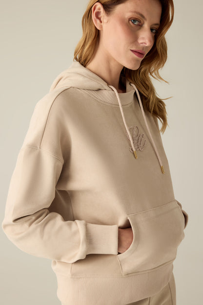 Beige Damen Kapuzenpullover
