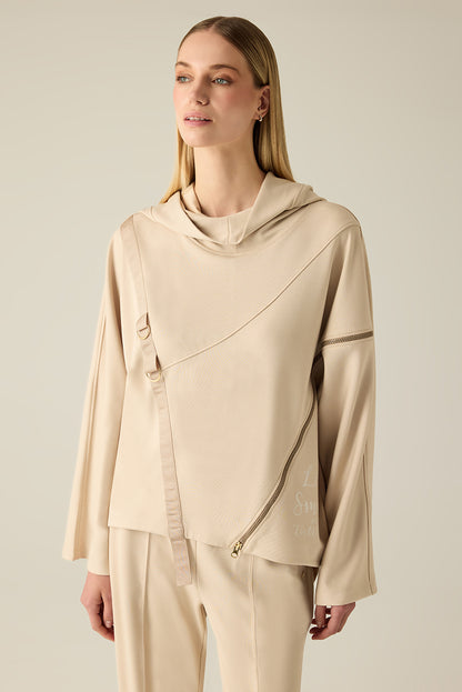 Long sweatshirt women – cream casual style