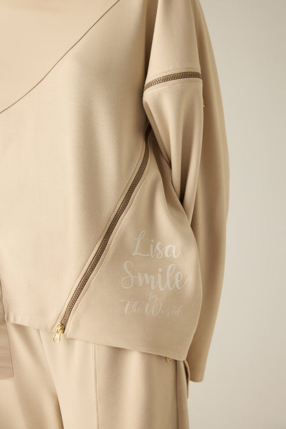 Long sweatshirt women – cream casual style