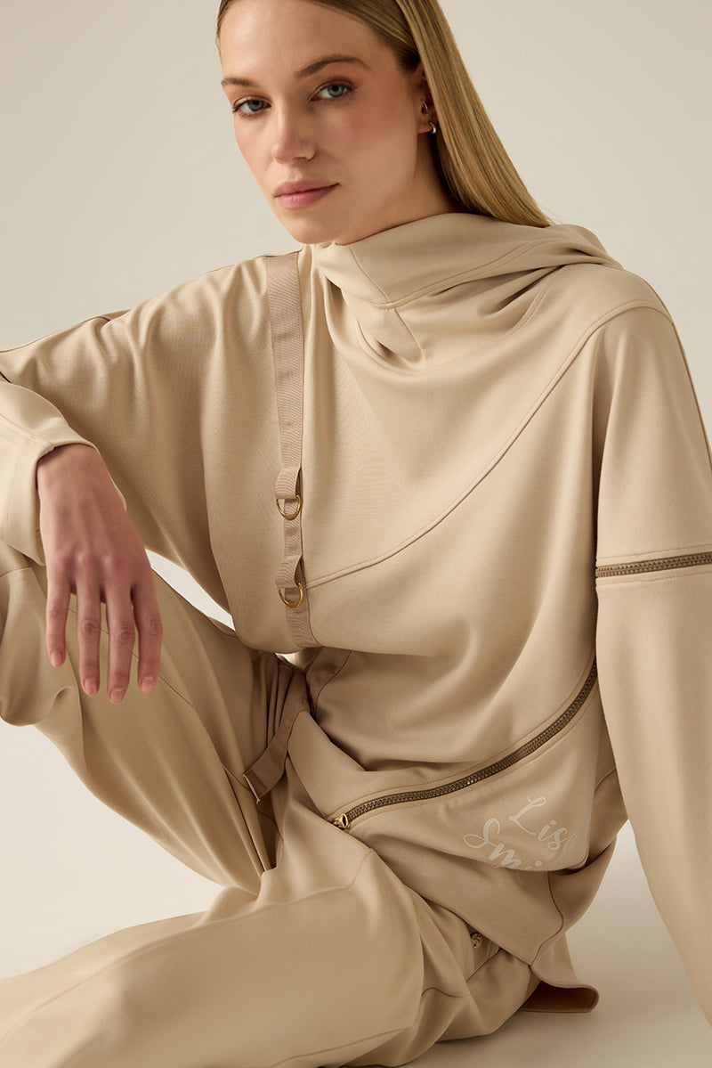 Long sweatshirt women – cream casual style
