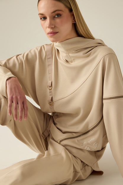 Long sweatshirt women – cream casual style