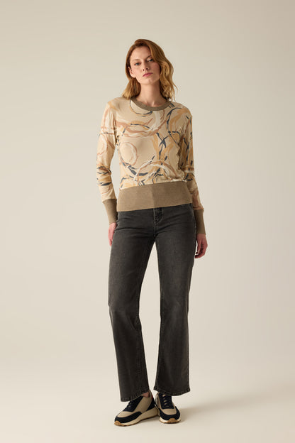 Beige Damen Bluse mit Muster