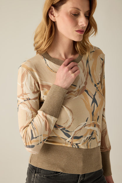 Beige Damen Bluse mit Muster