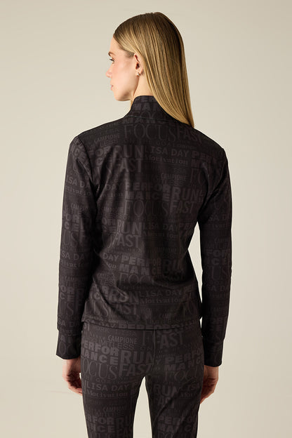 Women's tracksuit jacket with lettering pattern – Black