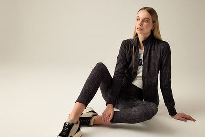 Legging with black-on-black print.