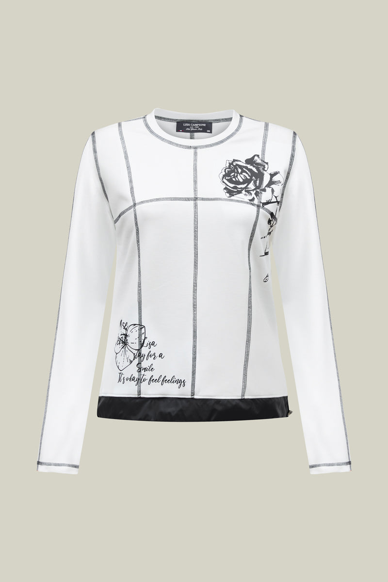 Bluse Rundhals – Ecru Premium Look