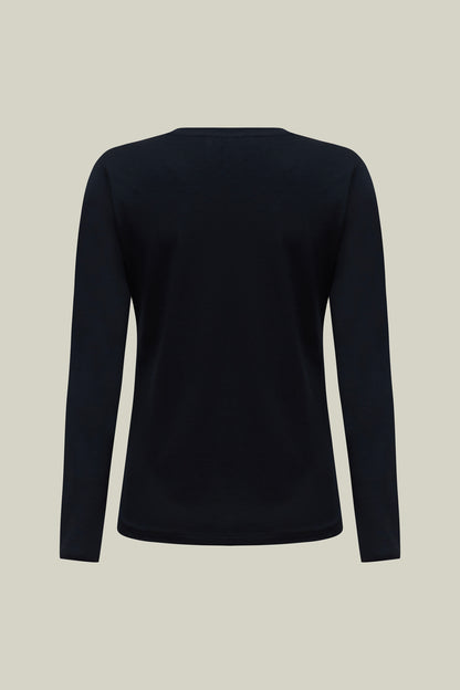 Women's long-sleeved shirt black with sequin heart