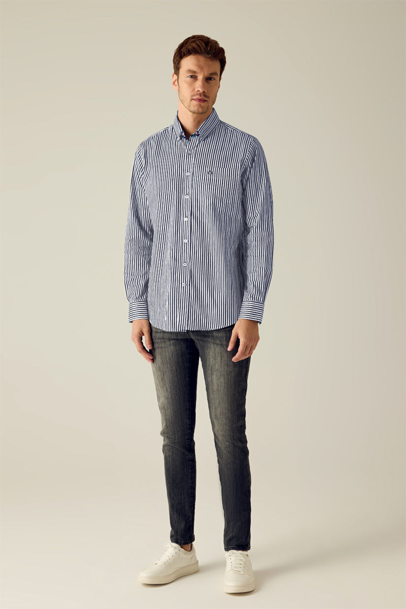 Men's Striped Shirt Blue-White