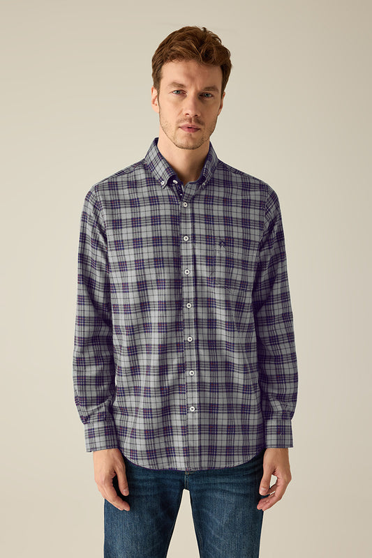 Herren Kariertes Hemd Grey – Regular Fit