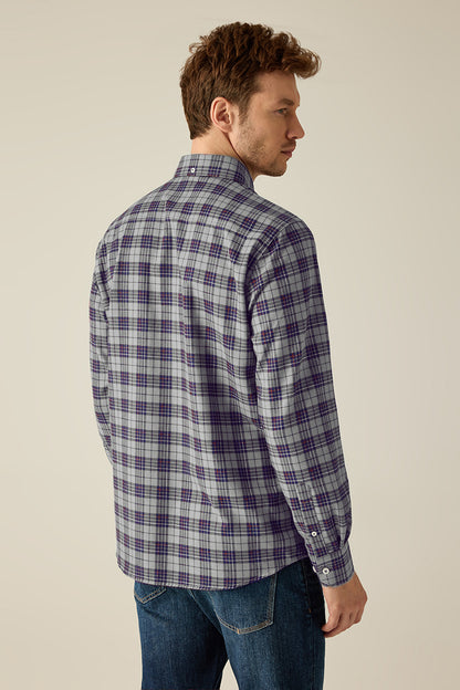 Men's Checked Shirt Grey – Regular Fit