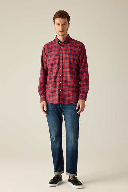Men's Checked Shirt Grey – Modern Fit