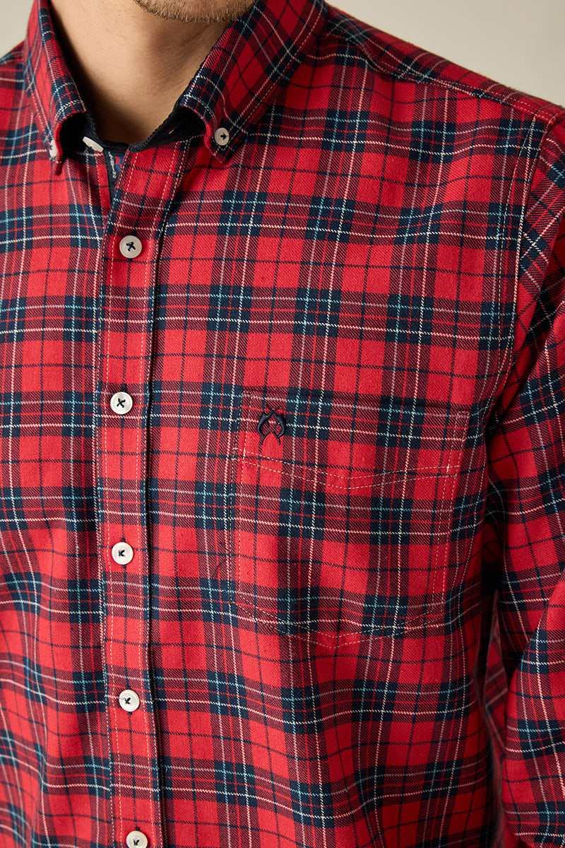 Men's Checked Shirt Grey – Modern Fit