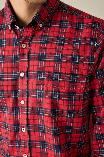 Men's Checked Shirt Grey – Modern Fit