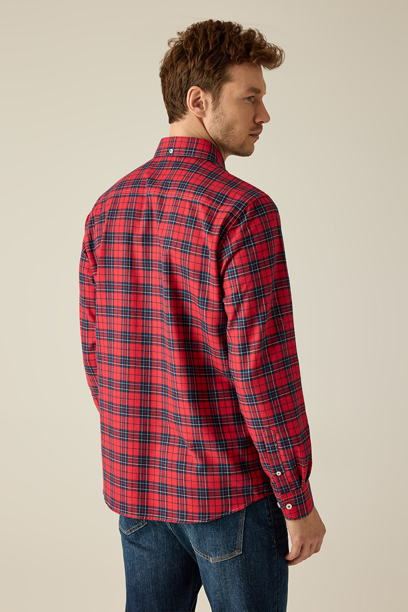 Men's Checked Shirt Grey – Modern Fit