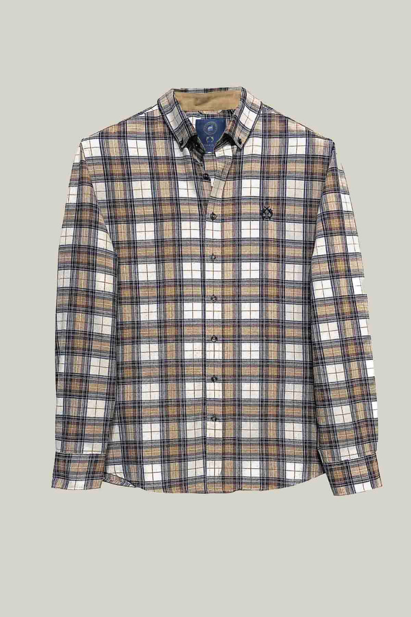 Herren Hemd Checked Brown-Beige-Black