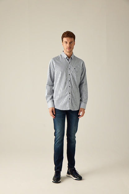 Herren Streifenhemd in Blue-White