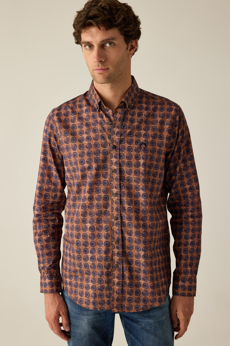 Button-Down-Langarmhemd im Modern Fit mit exklusivem Brick Cape Verde Print.