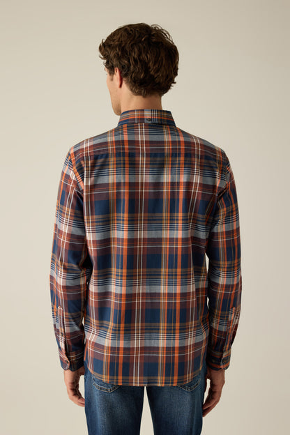 Herren Hemd Modern Fit – Kariert Braun Orange Baumwolle