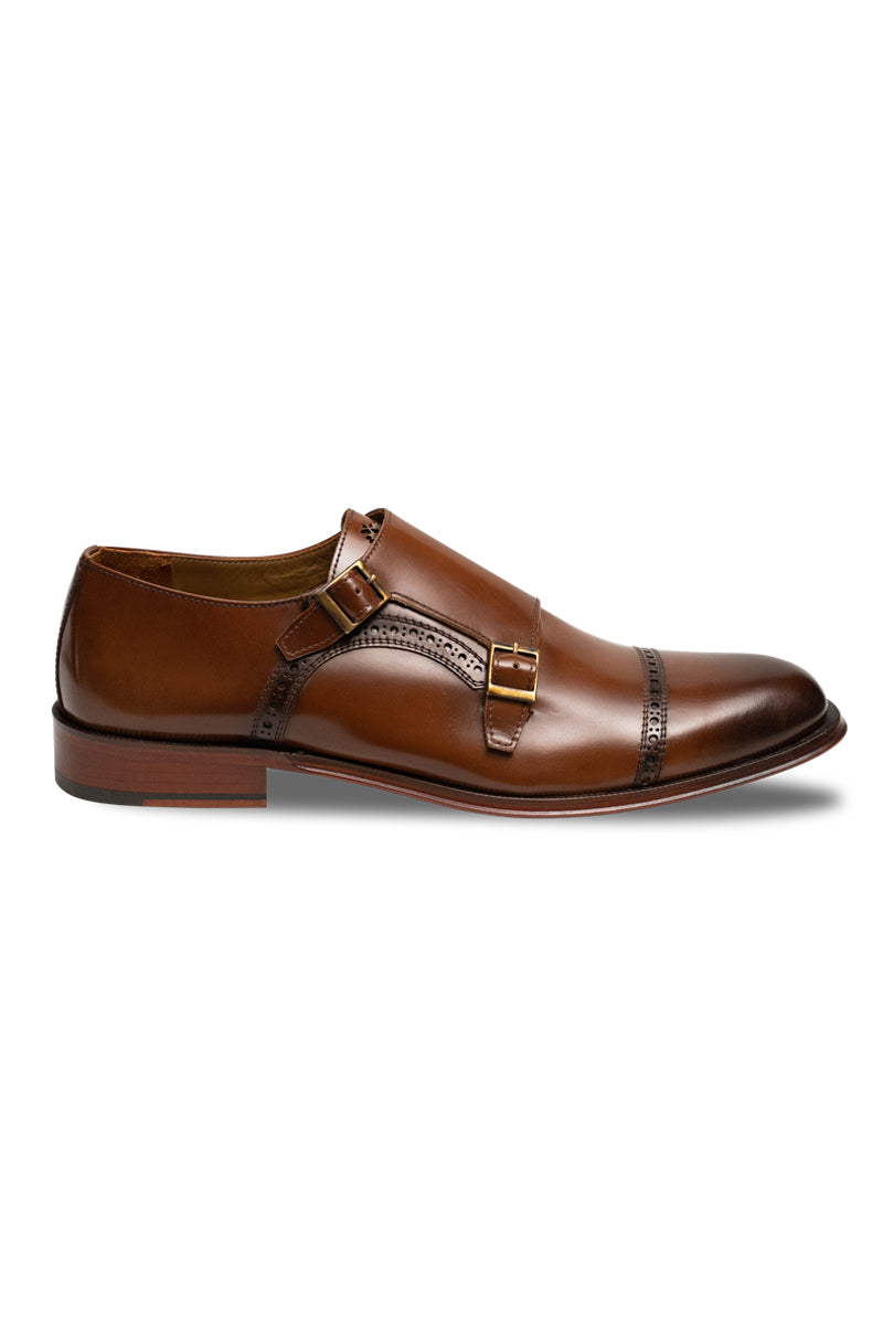 3755601_42500 Premium CC Doppelmonk aus Glattleder mit Doppel-Schnalle, in Braun, Navy und Schwarz.