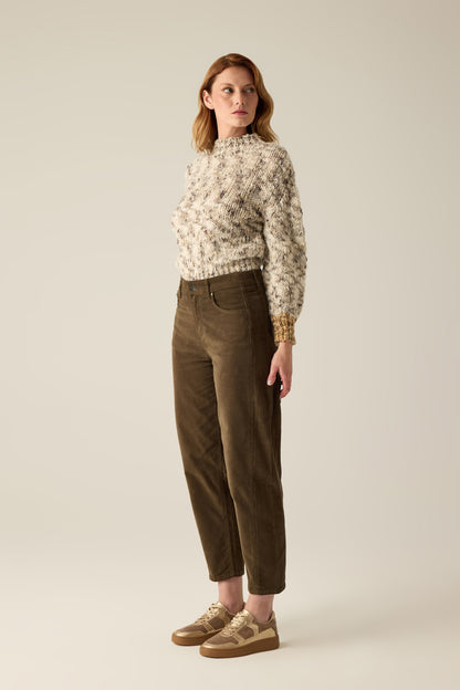 Women's corduroy trousers – Olive Green – versatile