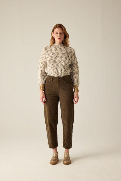 Women's corduroy trousers – Olive Green – versatile