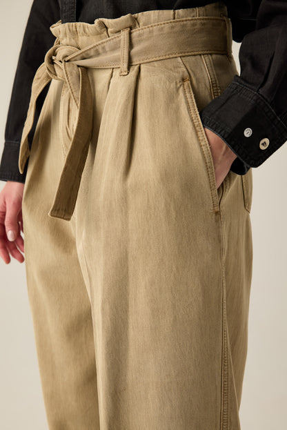 Women's Wide-Leg Trousers with Belt – Beige