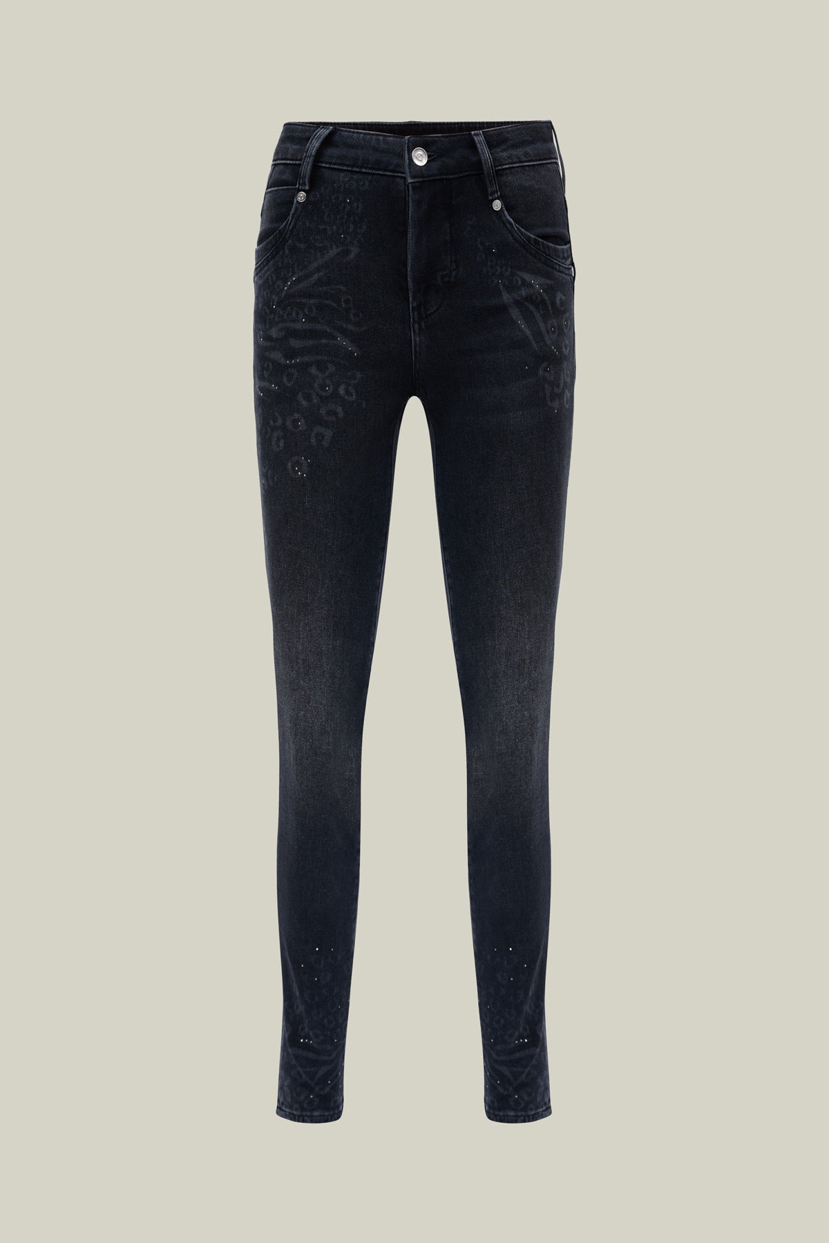 Women's jeans with pattern details – Black