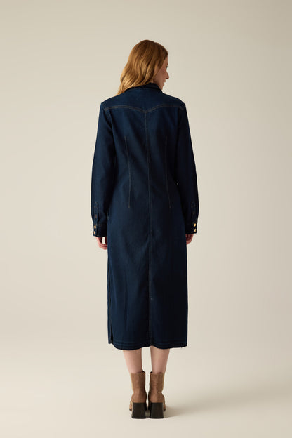 Women's denim dress with button placket