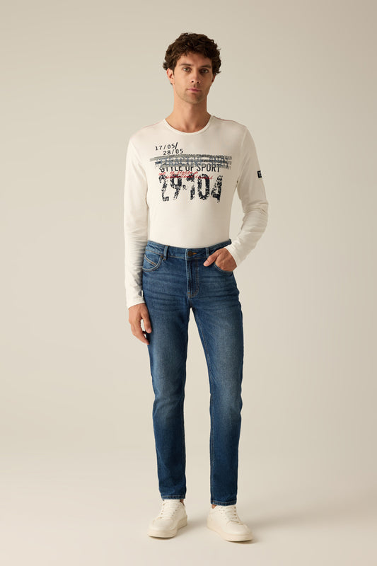Men's Jeans Modern Fit – Blue Denim Cotton Blend