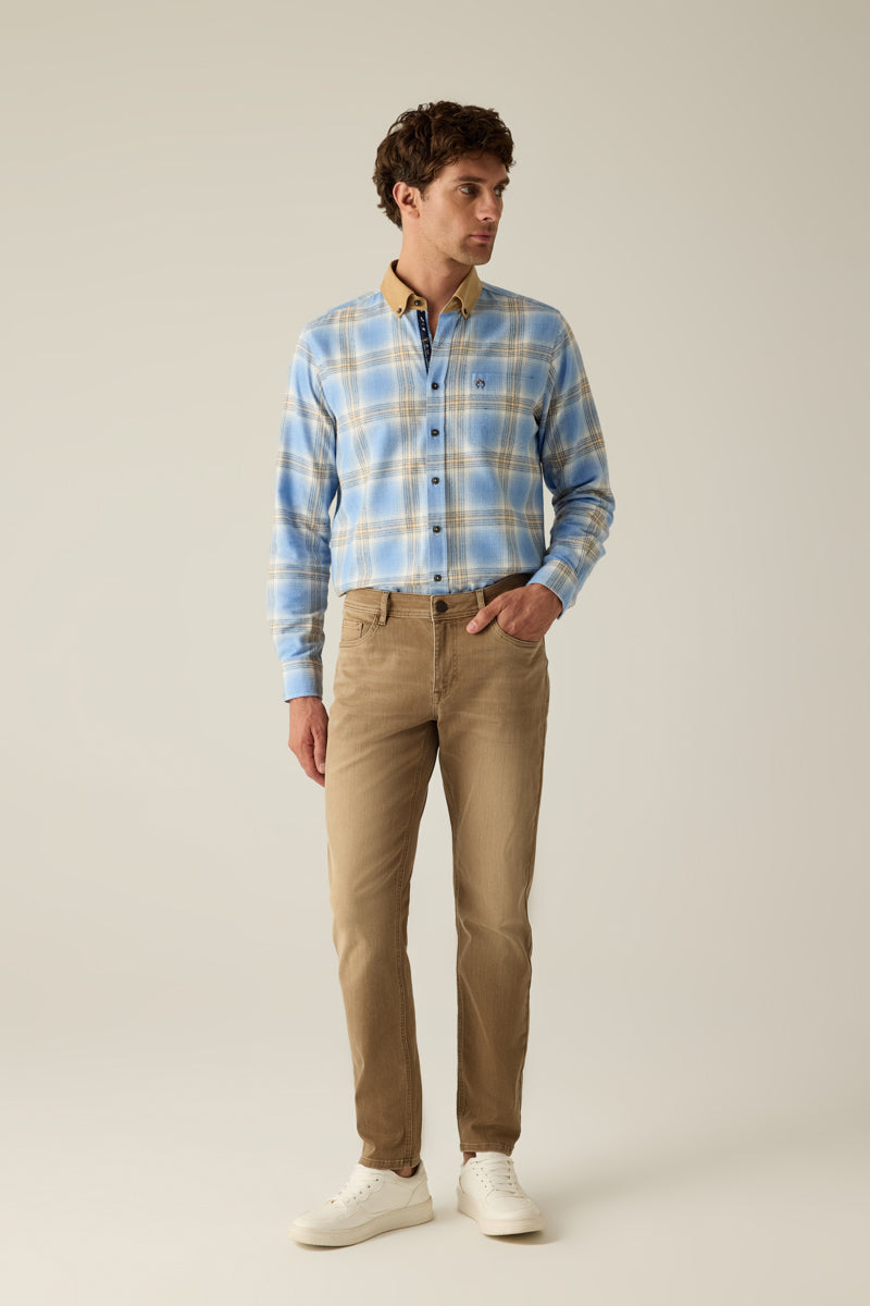 Herren Hose Modern Fit – Beige Baumwollstretch