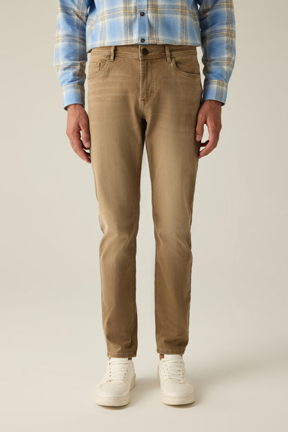 Herren Hose Modern Fit – Beige Baumwollstretch