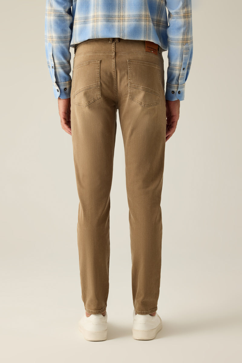 Herren Hose Modern Fit – Beige Baumwollstretch