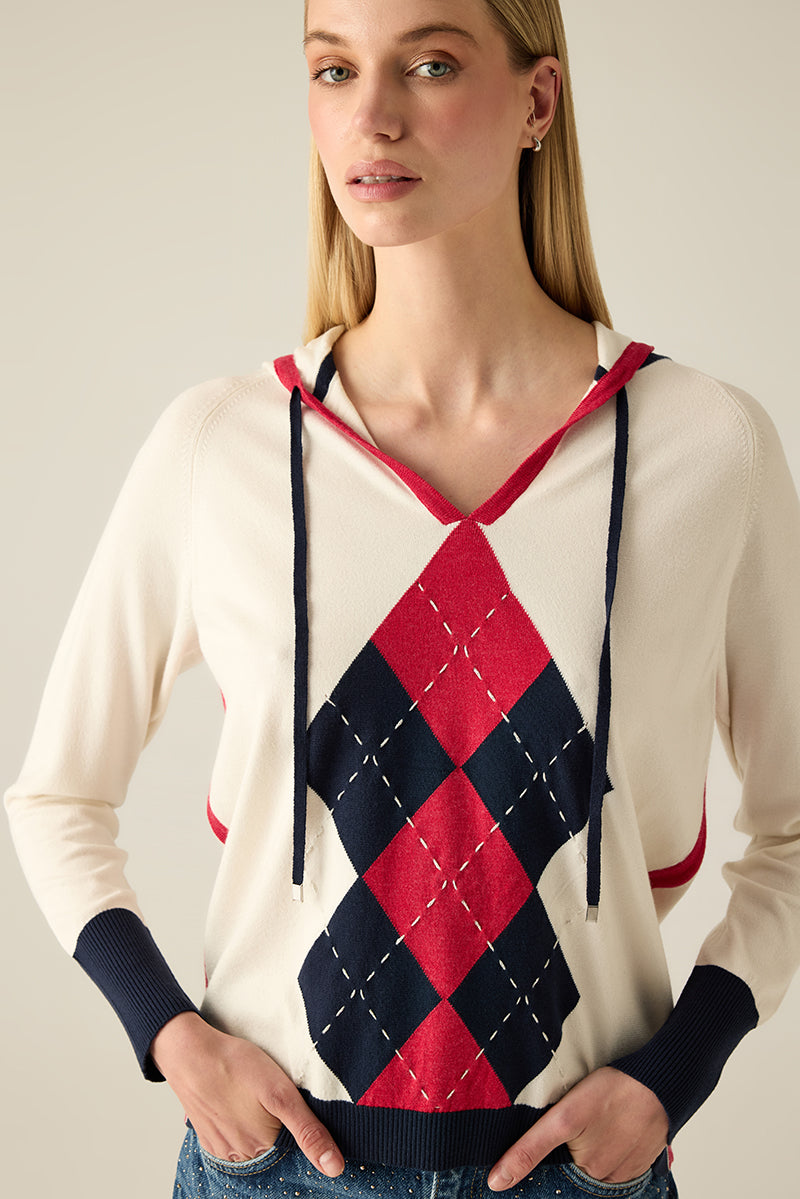 Women's Argyle Pattern Hoodie