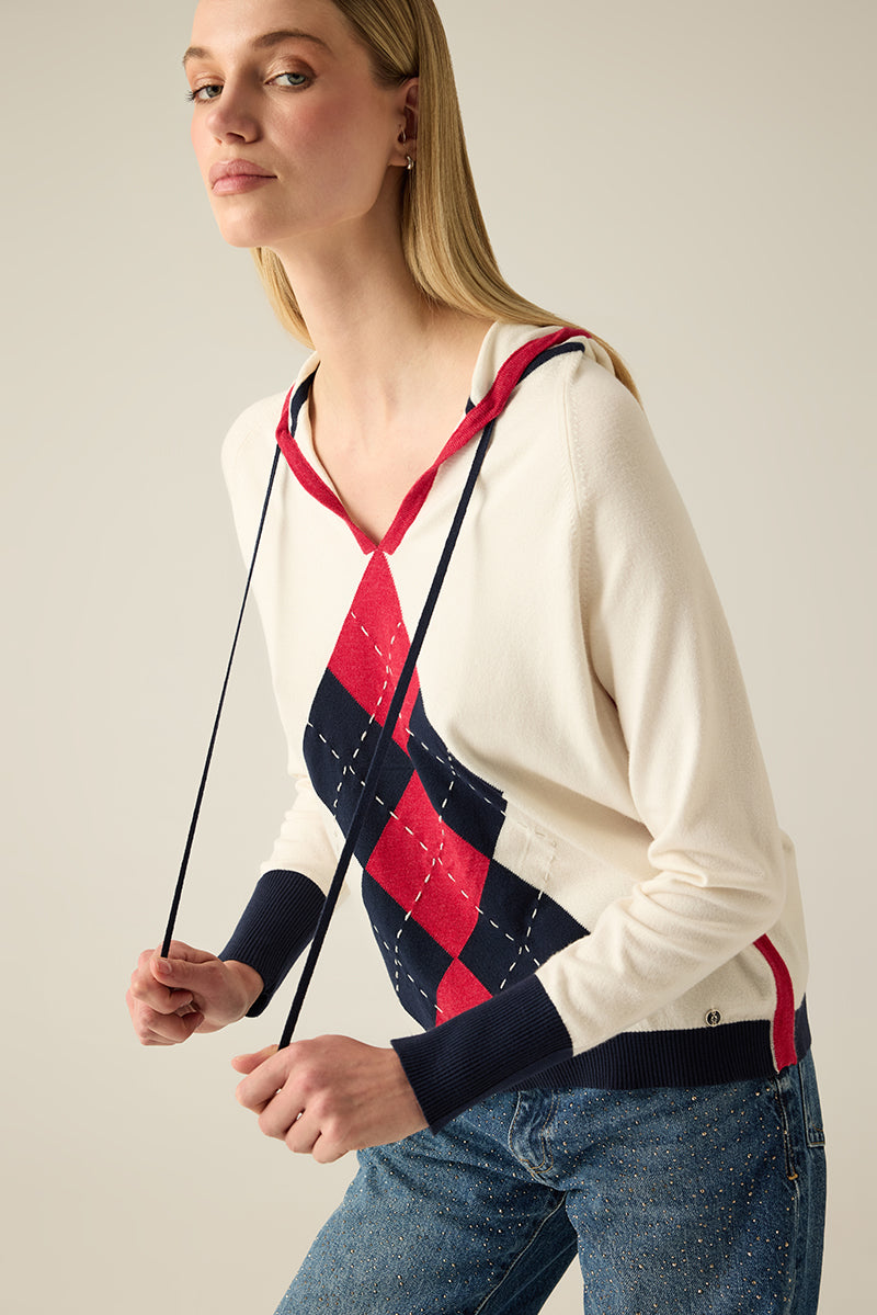 Women's Argyle Pattern Hoodie