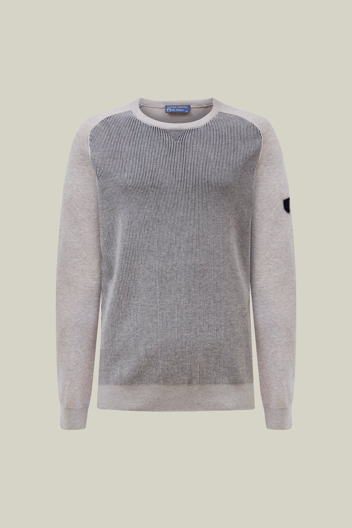 Herren Pullover Modern Fit – Grey Meliert mit Strukturmuster