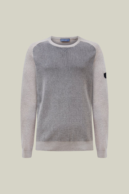 Herren Pullover Modern Fit – Grey Meliert mit Strukturmuster
