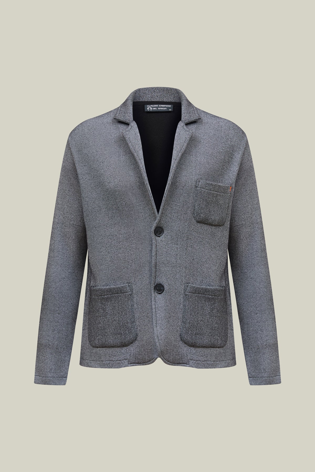 Sportlicher Blazer im feinen Hahnentritt-Strick in Schwarz-Grau – maskulin & elegant.
