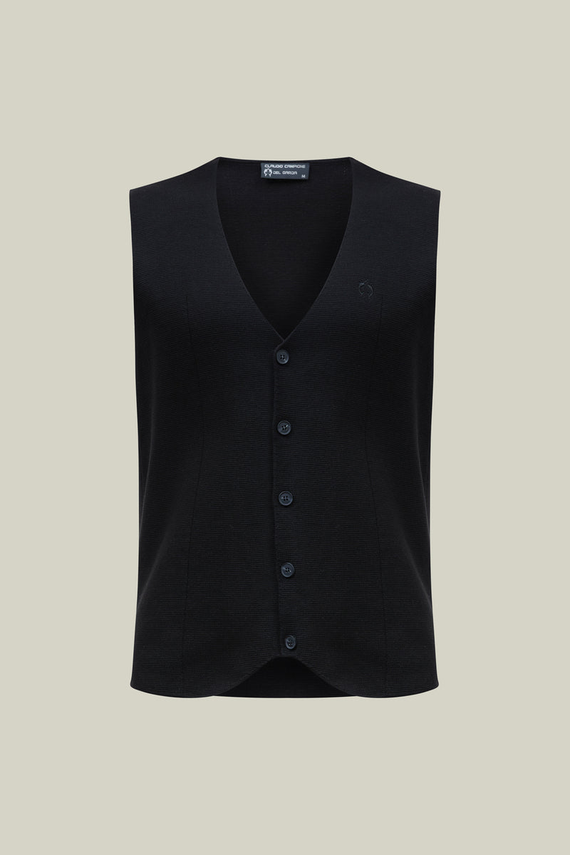 Men's knitted vest in black