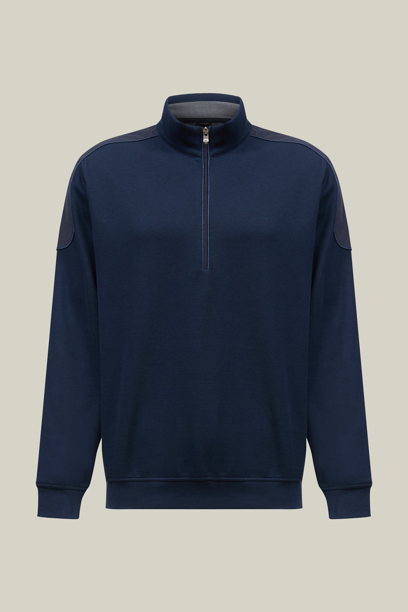 Herren Sweatshirt Modern Fit – Navy mit Halbzip