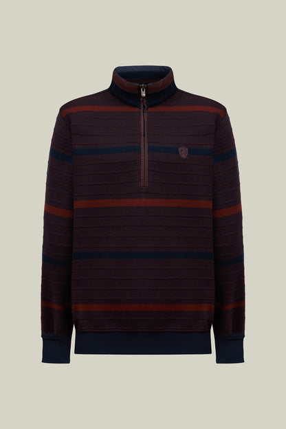 Striped men's troyer in Bordeaux and navy