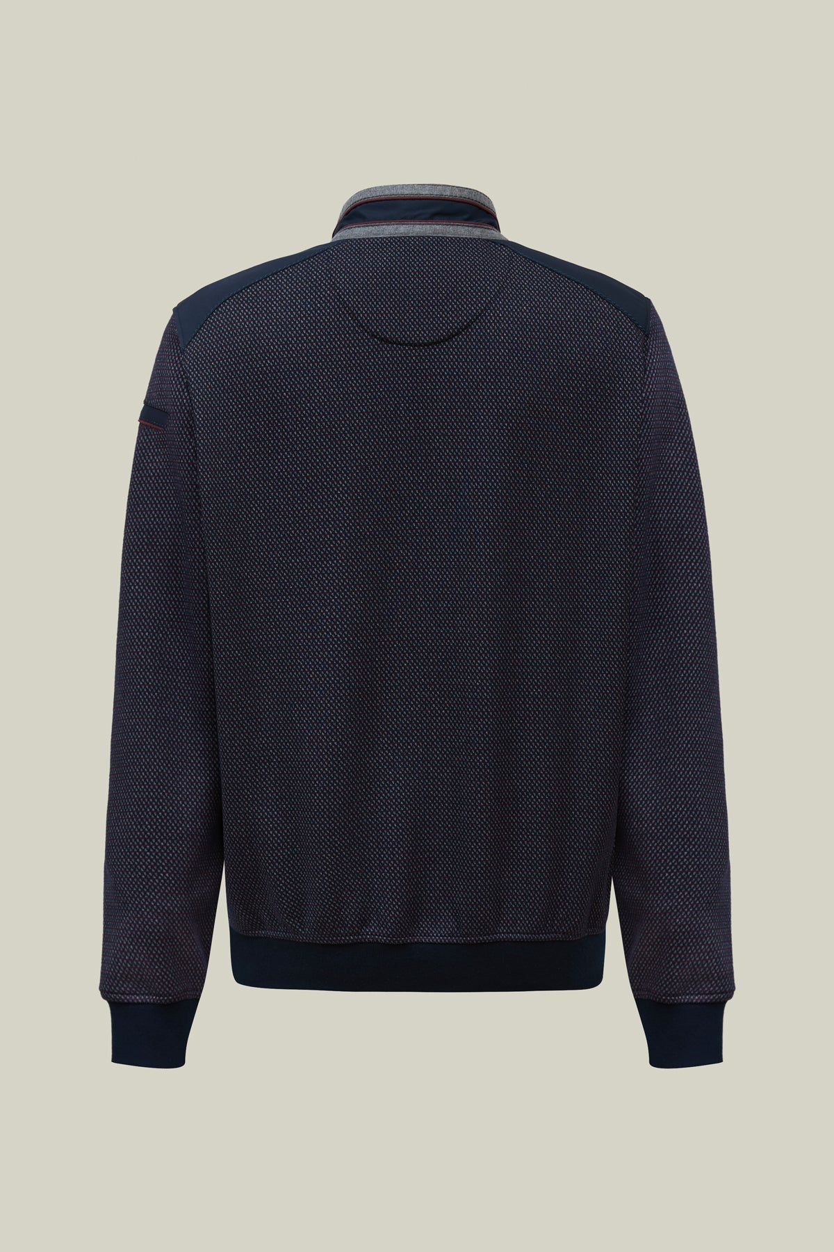 Herren Strickpullover Modern Fit – Navy Struktur mit Halbzip