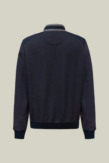 Herren Strickpullover Modern Fit – Navy Struktur mit Halbzip