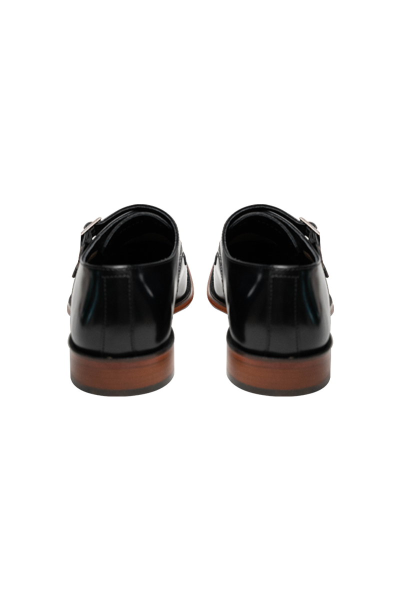 Premium CC Doppelmonk aus Glattleder mit Doppel-Schnalle, in Braun, Navy und Schwarz.