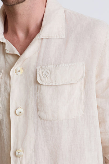 Overshirt aus reinem Leinen mit Knopfleiste und Brusttaschen