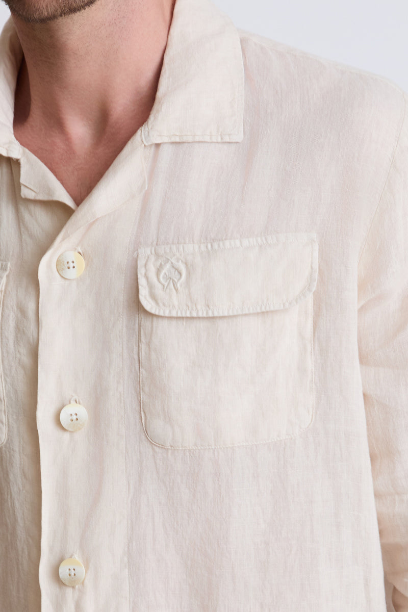 Overshirt aus reinem Leinen mit Knopfleiste und Brusttaschen – sand #Farbe_40900 sand