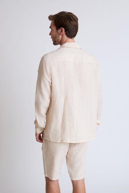 Overshirt aus reinem Leinen mit Knopfleiste und Brusttaschen