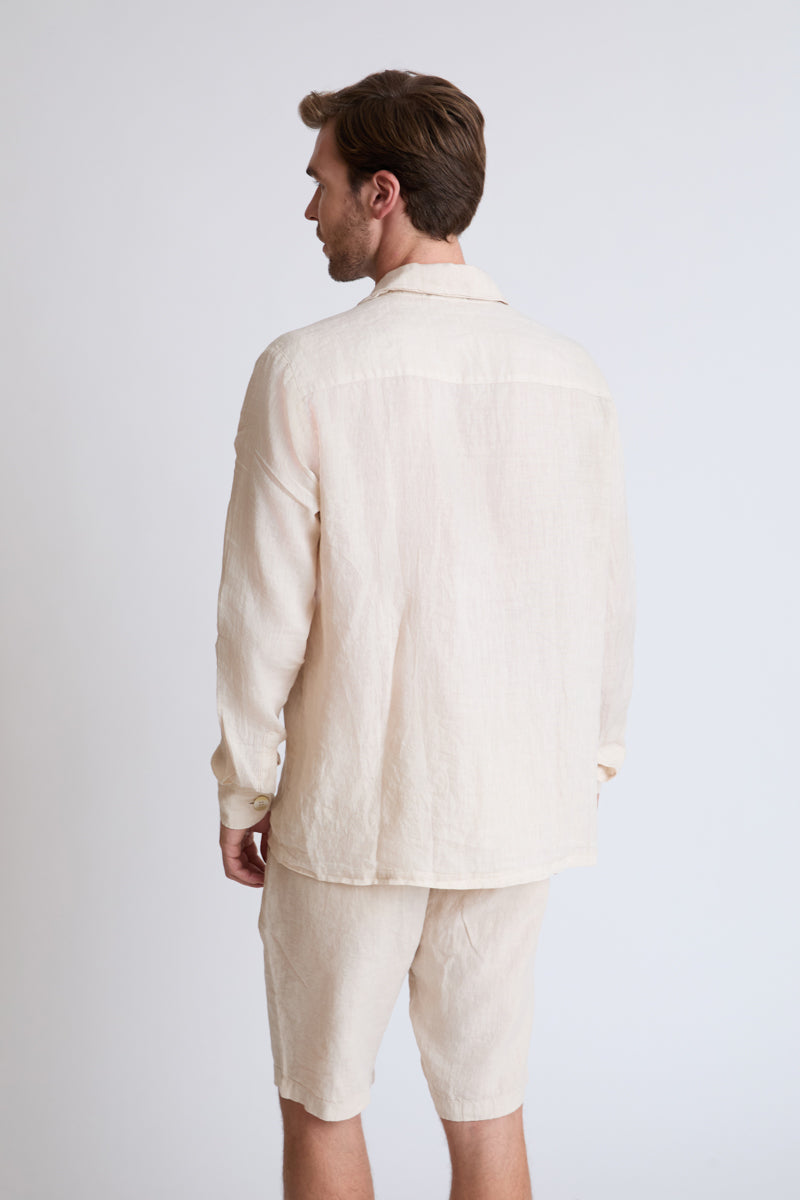 Overshirt aus reinem Leinen mit Knopfleiste und Brusttaschen – sand #Farbe_40900 sand