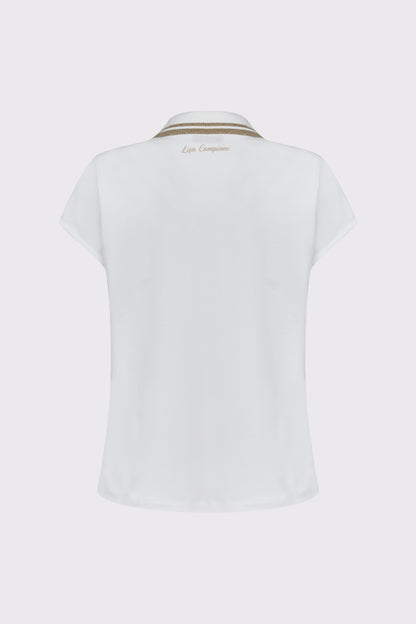 Cotton-modal-elastane polo shirt with decorative buttons (1/4 sleeves)