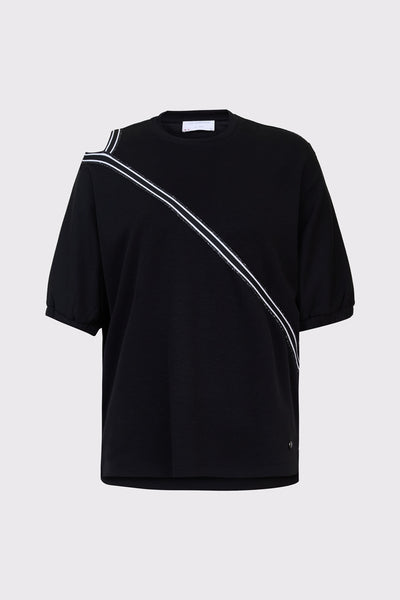 Sweatshirt aus Viskose-Polyester-Elasthan mit Diagonalstreifen