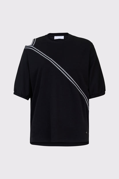 Viscose-polyester-elastane sweatshirt with diagonal stripes (1/2 sleeves)